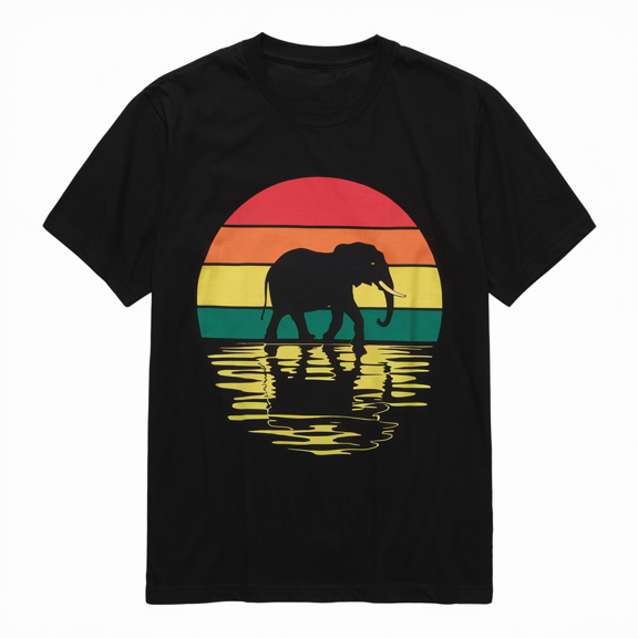 Elephant Retro Sunset Vintage Elephant Lover Men Women T-Shirt