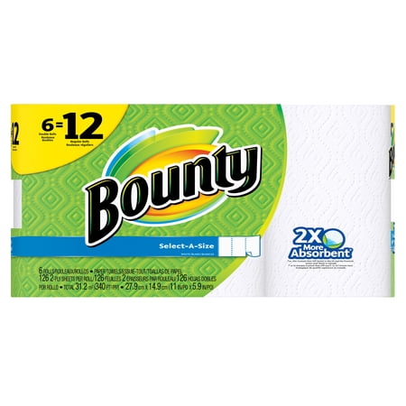 Bounty Paper Towels, Select-A-Size, White, 6 Double Rolls