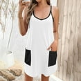 thumbnail image 4 of QATAINLAV Robe de Tennis Athlétique pour Femmes Robe d'Entraînement Sportive Mini avec Short Intégré Sans Manches à Bretelles Spaghetti Combinaison Robe de Golf avec Poche Blanc P Vente Hebdomadaire, 4 of 9