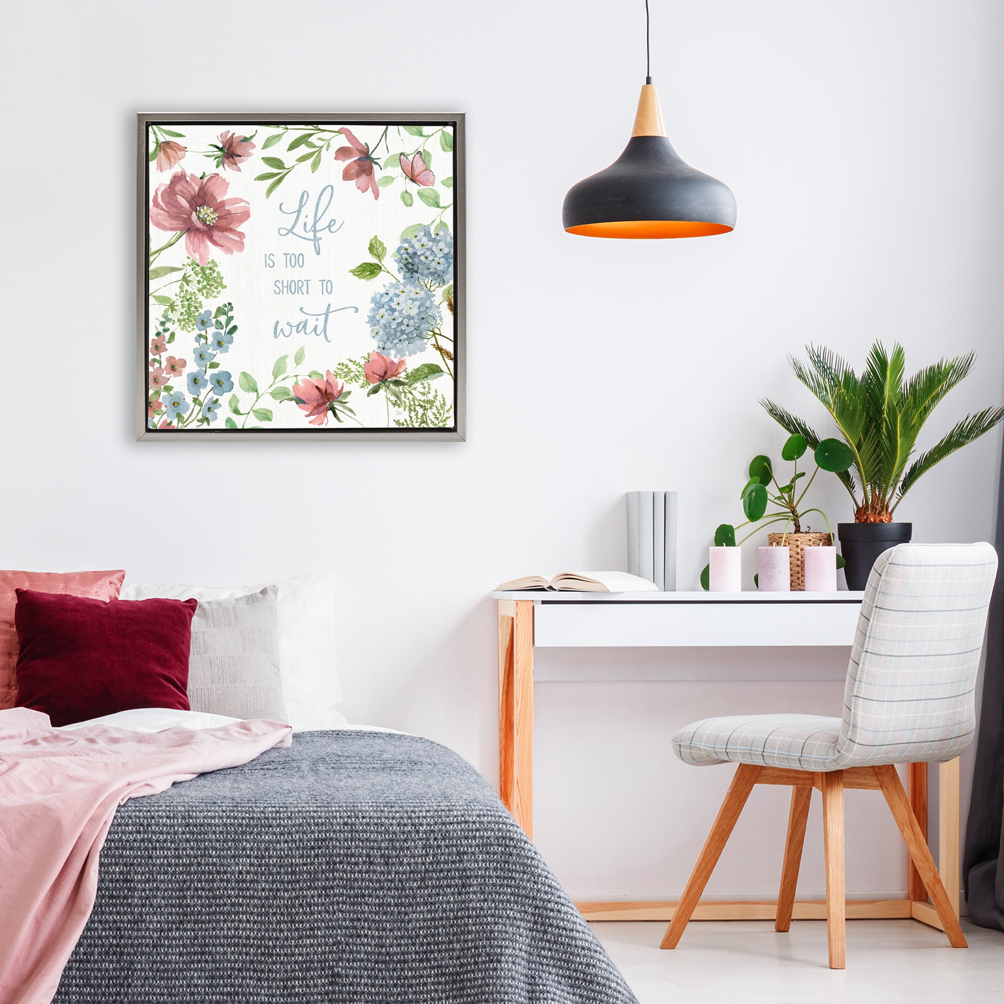 Stupell Industries Too Short To Wait Gray Framed Floater Canvas Wall Art, design by Nan
