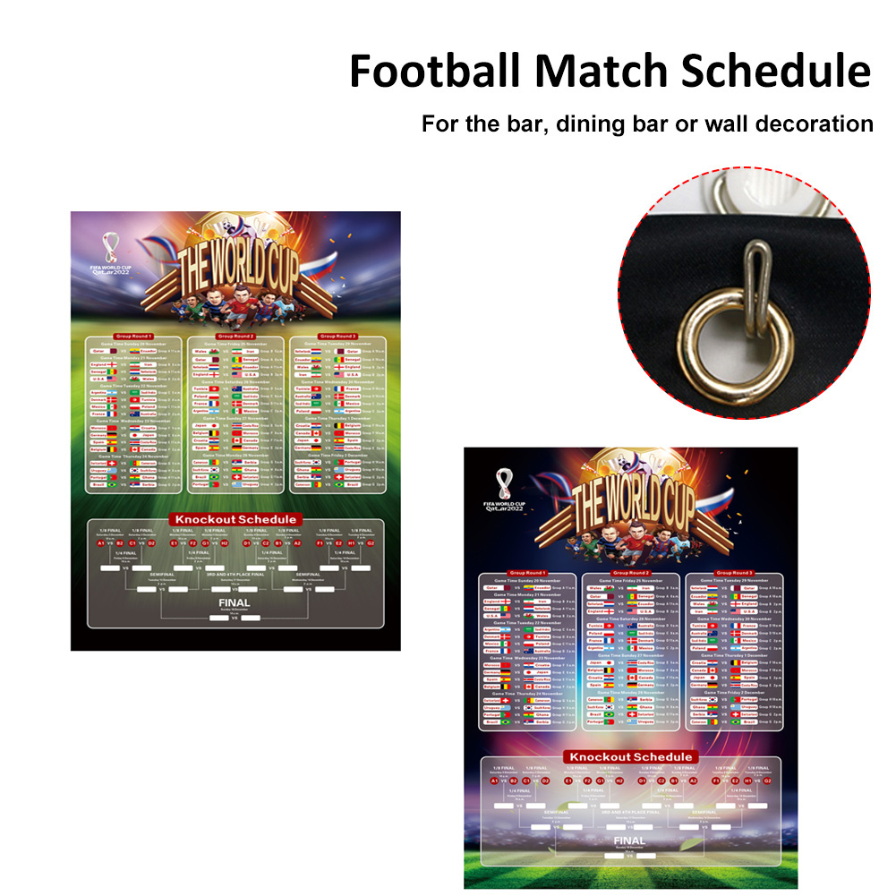 2022 Football Match Wall Calendar, Soccer World Cup Match Schedule Tournaments Wall Chart, TV Schedule Poster for Home Bar Decor 145x200cm