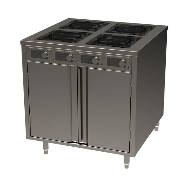 Spring USA BOH-3500D 36" Cooking Cart w/ (4) Induction Stove, Silver