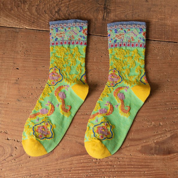 1 par de calcetines de lujo con purpurina a la moda para mujer, calcetines largos de diseño Harajuku, calcetines de estilo étnico Harajuku con patrón creativo brillante