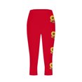 thumbnail image 3 of ATENAR Womens Yoga Pants, Floral Print High Waist Cropped Pants Women Red M, 3 of 3