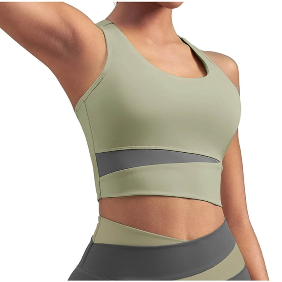 Yteetum Sports Bras for Women Padded Workout Tank Tops Summer Sleeveless Fitness Gym Crop Tops Solid Lightweight Comfy Athletic Yoga Tanks