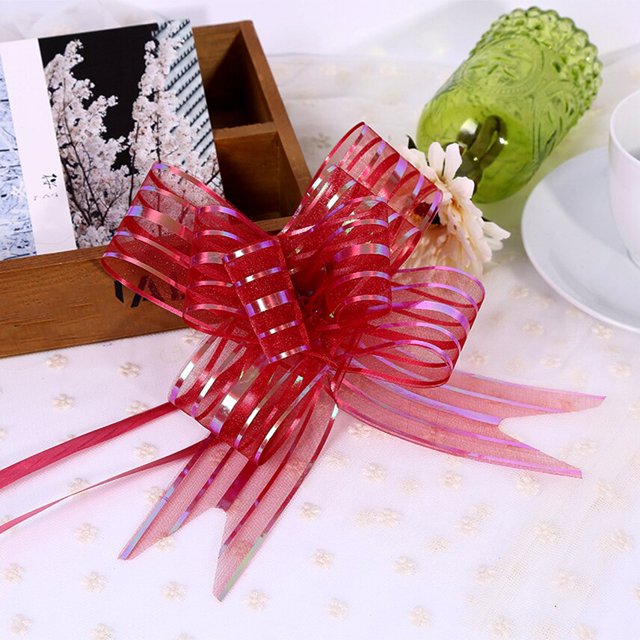 Cintas de lazo de tracción de Navidad, decoración de nudo de coche de boda de Año Nuevo para árbol de Navidad, Caja de Regalos, lazos de envoltura, lazos de cinta artesanales, 10 piezas