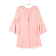 Amy Byer Girls' 7-16 Bell-Sleeve A-Line Dress With Necklace