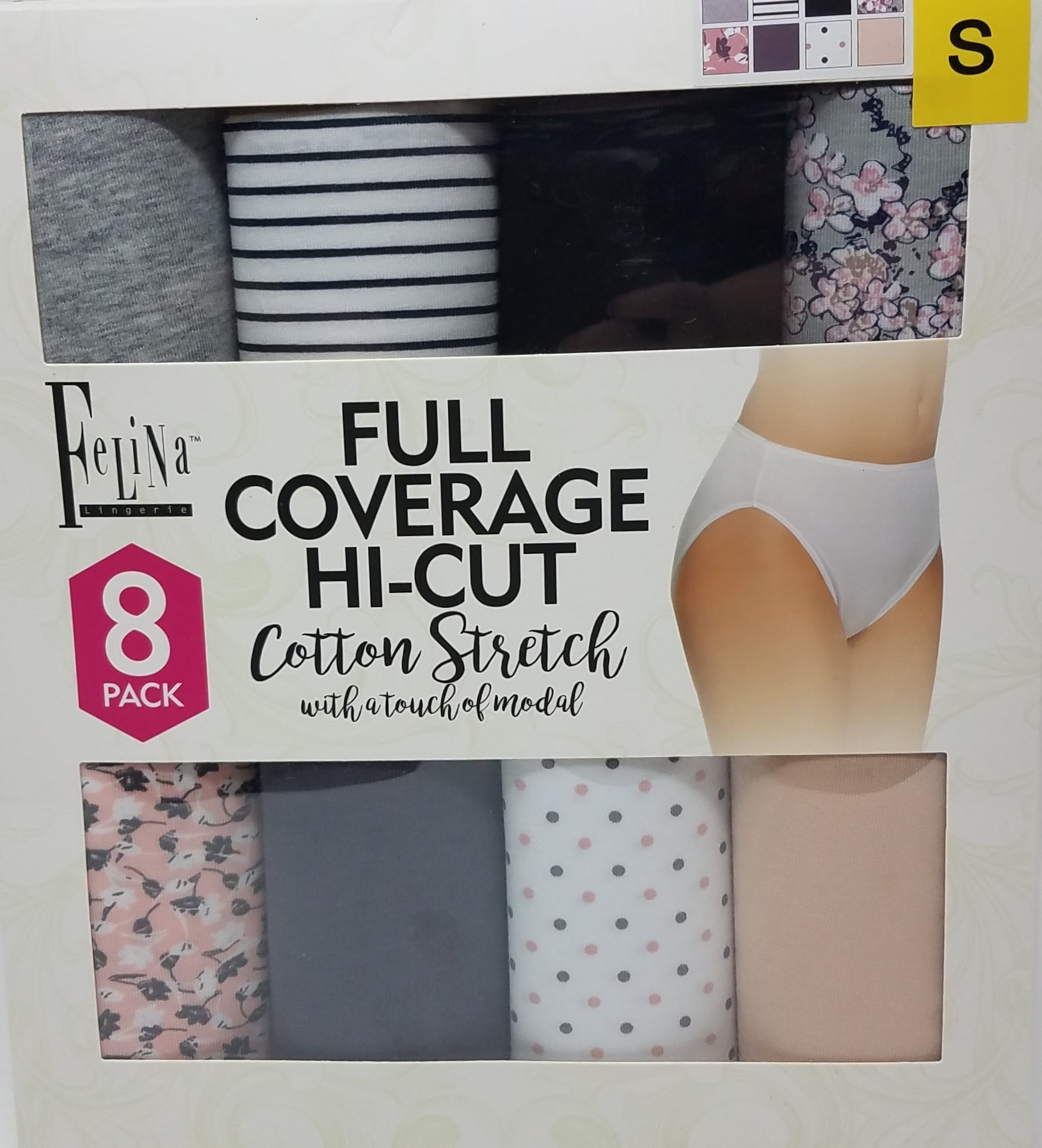 Felina Ladies Hi-Cut Panty 8-Pack Variety