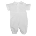 thumbnail image 3 of Little Things Mean A Lot Baby Boys White Short Sleeve Collared Romper Coverall with Pin-Tucking, 3 of 6