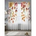 thumbnail image 2 of Fall Leaf Autumn Flowers Orange Botanical Thanksgiving Farm Sheer Curtains 84 inches Long, Light Filtering Sheer Window Curtains Rod Pocket Voile Drapes for Bedroom Living Room, 2 Panels 52"W x 84"L, 2 of 7