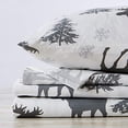 thumbnail image 4 of 3-Piece Lodge Printed Ultra-Soft Microfiber Sheet Set. Beautiful Patterns Drawn from Nature, Comfortable, All-Season Bed Sheets. (Twin, Moose), 4 of 4