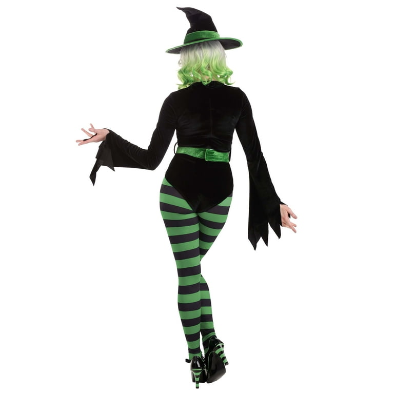 Costume Da Strega Ispirata Alla Luna Per Donna - Taglia Media - Tuta, Calze, Cintura E Cappello Inclusi