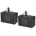 thumbnail image 1 of Unique Bargains Sacs d'Épicerie Pliables Isolés Réutilisables 20.1'x10'x13 Pieds avec Fermeture Éclair, Noir, Lot de 2, 1 of 7