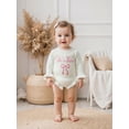 thumbnail image 5 of Spewahor Newborn Baby Girls Knit Fall Romper, Long Sleeve Crew Neck Embroidery Bow Letters Bodysuit Sweater for Casual Daily, 5 of 9