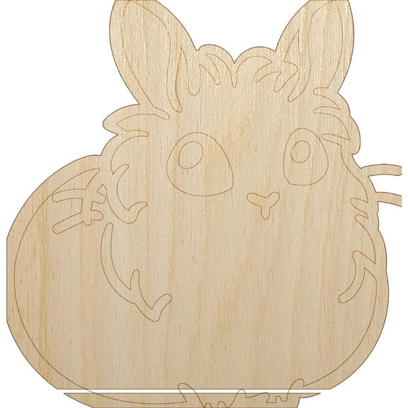 Lionhead Rabbit Bunny Cute Wood Shape Unfinished Piece Cutout Craft DIY Projects - 4.70 Inch Size - 1/8 Inch Thick
