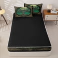 thumbnail image 4 of Homewish Bohemian Tree Of Life Zipper Twin Comforter Sets with Fitted Sheet and 2 Pillowcases,Black Gold Green Zipper Bedding Set,Black Reversible,4 Pieces, 4 of 7
