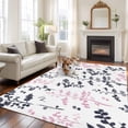 thumbnail image 2 of Area Rug for Living Room, Grey Pink Botanical Non-Slip Indoor Large Carpet for Bedroom/Dining Room, Watercolor Spring Floral Summer Leaf Washable Low-Profile Rectangle Floor Runner Rugs - 6 x 9 Ft, 2 of 8