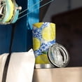 thumbnail image 3 of 20 Oz Lemon Coffee Tumbler Double Wall Insulated Stainless Steel Water Bottle | Metal Reusable Thermoses Flask with Cup Cap | Leak & Sweat Proof with Anti-Dust Lid, 3 of 7