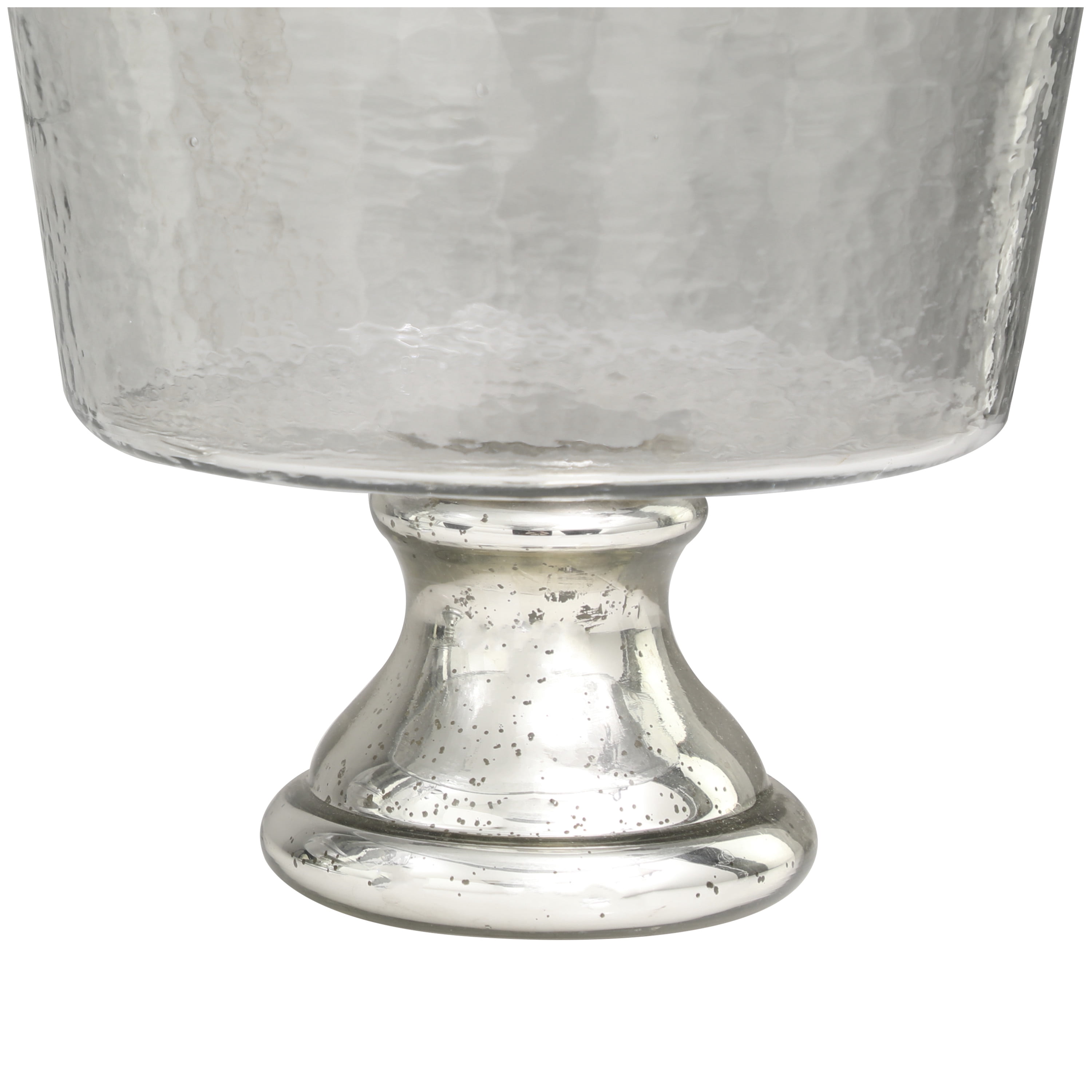 DecMode 10", 8"H Round Smokey Silver Glass Decorative Bowl with Mercury Glass Pedestal Base, Set of 2