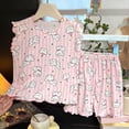 thumbnail image 2 of XZNPDUCQ 2-3 Years Summer Outfits for Girls Girls Summer 2PC Set Cute Cartoon Printed Short Sleeve Shorts Two Piece Pajamas Set, 2 of 4