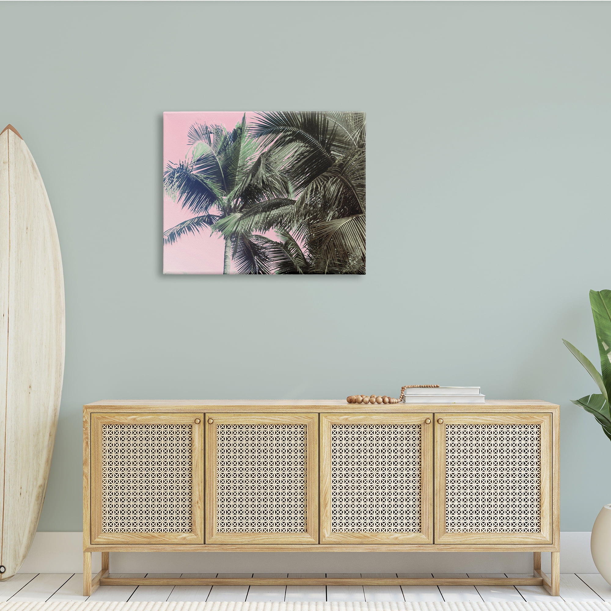 Stupell Indtries Tropical Palm Tree Fronds Layered Tall Trees Pink,40 x 30,Design by Kathy Mansfield