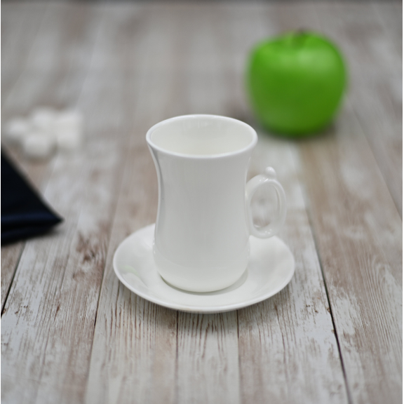 [ Set of 6 ] 4 FL OZ | 120 ML TEA CUP & SAUCER White