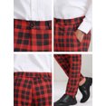 thumbnail image 6 of INSPIRE CHIC Men's Plaid Regular Fit Flat Front Classic Elastic Waist Suit Pants 38 Red, 6 of 7