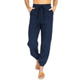 thumbnail image 1 of Women's High Waisted Lace-Up Ankle Pants - Solid Color, Casual Style, 1 of 7