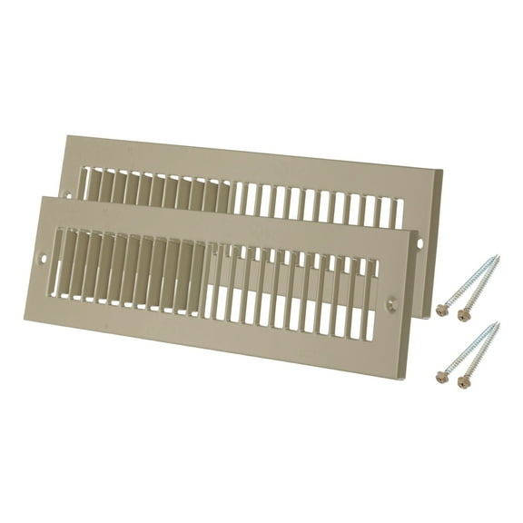 2" x 12" Duct Opening Vent Cover, 2 Pcs Toe Kick Vent Cover HVAC for Wall Floor, Brown-Outer Size: 3.4" x 13.4"