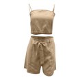 thumbnail image 7 of REORIAFEE Suits for Women Dressy Wedding Guest 90s Themed Party Outfits Women's Casual Sets Three Piece Suit Vest + Suit Jacket + Shorts Beige L, 7 of 7