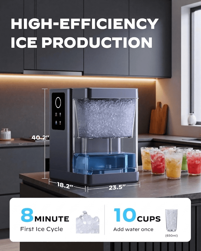 Smart Nugget Ice Maker with App & Voice Control, 40 lbs/24H Pebble Ice Machine, Self-Cleaning, 3L Water Tank, Soft Chewable Ice for Home, Kitchen, and Parties