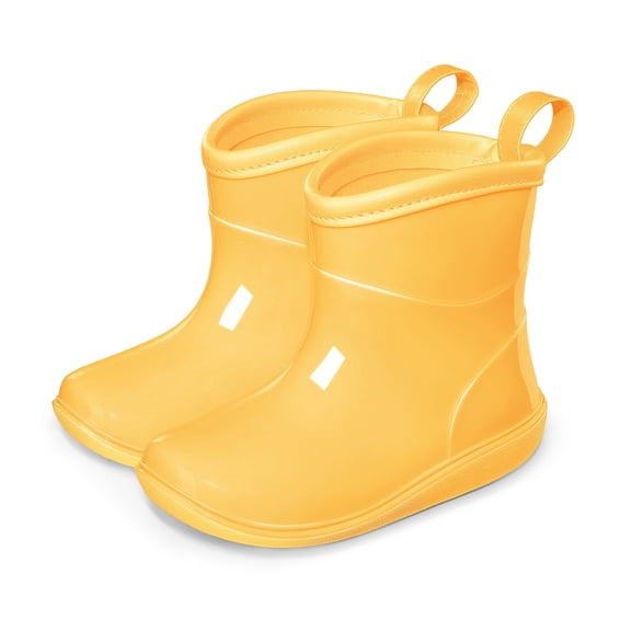 GYMEPIC Toddler Girls' PVC Rain Boots Lightweight Waterproof Solid Color Rain Boots for Kids Yellow Toddler 5