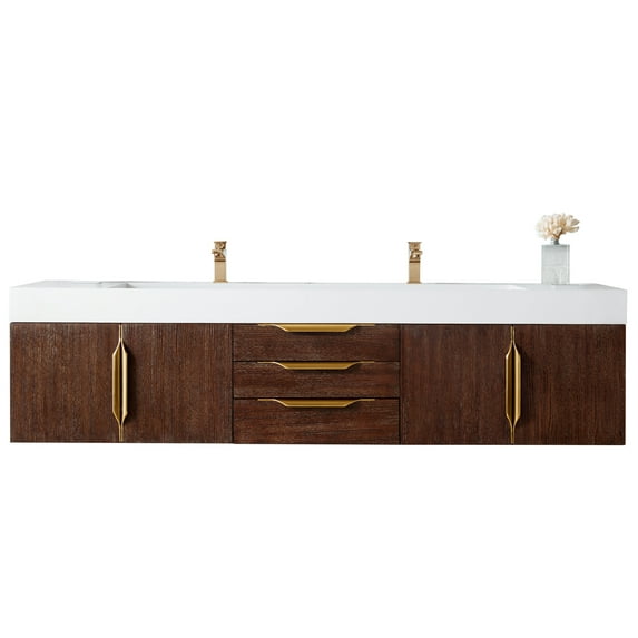 James Martin 389-V72D-CFO-G-MW 72" Coffee Oak Vanity With Solid Surface Top