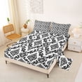 jejeloiu High-Contrast Damask King Sheets,Bold Pattern Bedding For ...