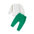 thumbnail image 2 of Gupgi Baby 2Pcs Spring Outfits Infant Toddler Long Sleeve Clover Embroidery Sweatshirt + Green Pants, 2 of 9