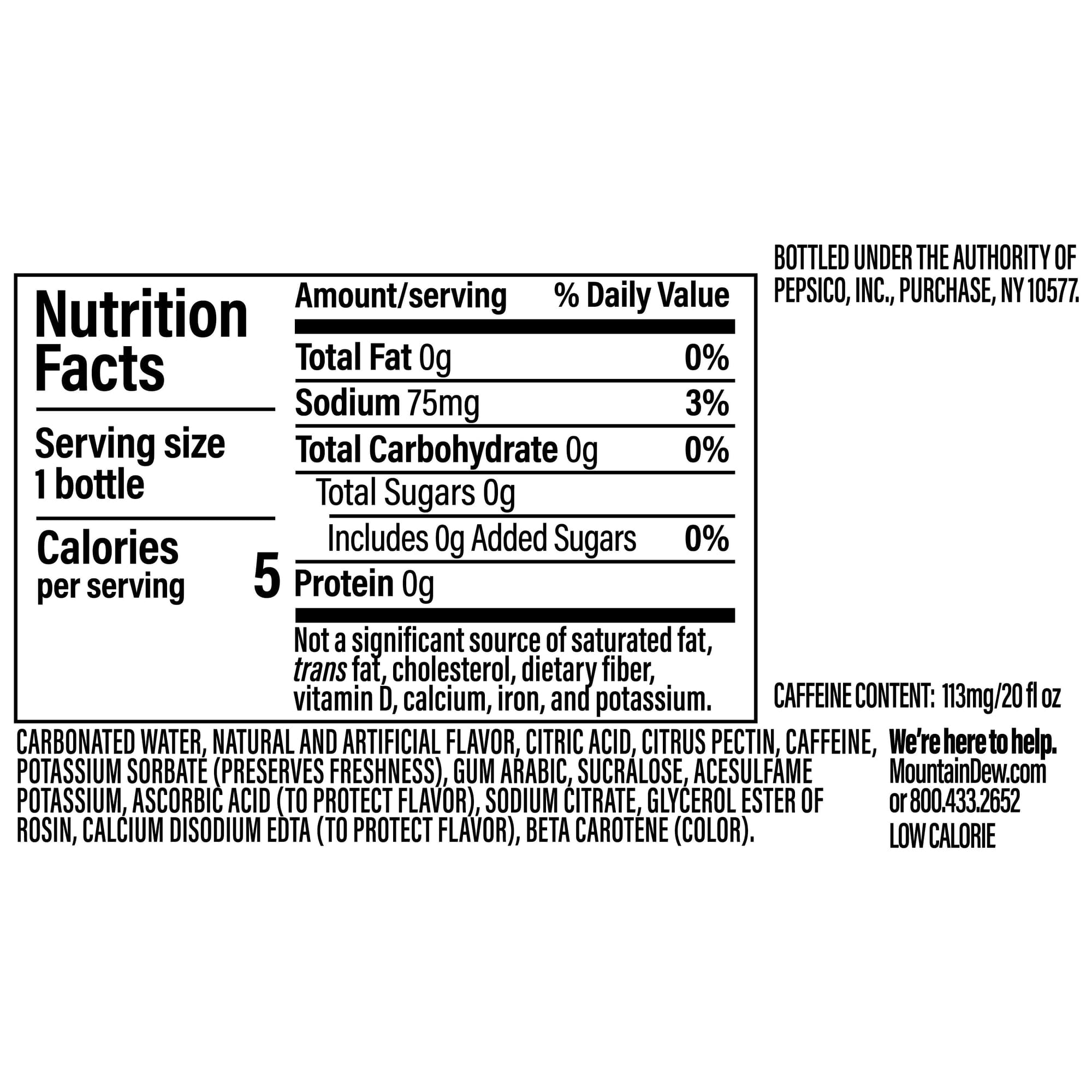 Mountain Dew Zero Sugar Dirty Cream Soda, 20 Oz Bottle -24-pack