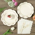 thumbnail image 3 of 96 Pcs Ivory Paper Plates and Napkins Set Party Supplies, Tableware set for 24 Guest include Disposable Ivory Scalloped Plates, Napkins and Forks for Baby Shower Bridal Shower Wedding, 3 of 7