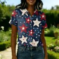 thumbnail image 3 of Iaqnaocc 4th Of July Outfits for Women Button-Down Collared Patriotic American Flag Stars Freedom Short Sleeve Blouses America 250 Shirt Summer Outfits Deep Red S, 3 of 4