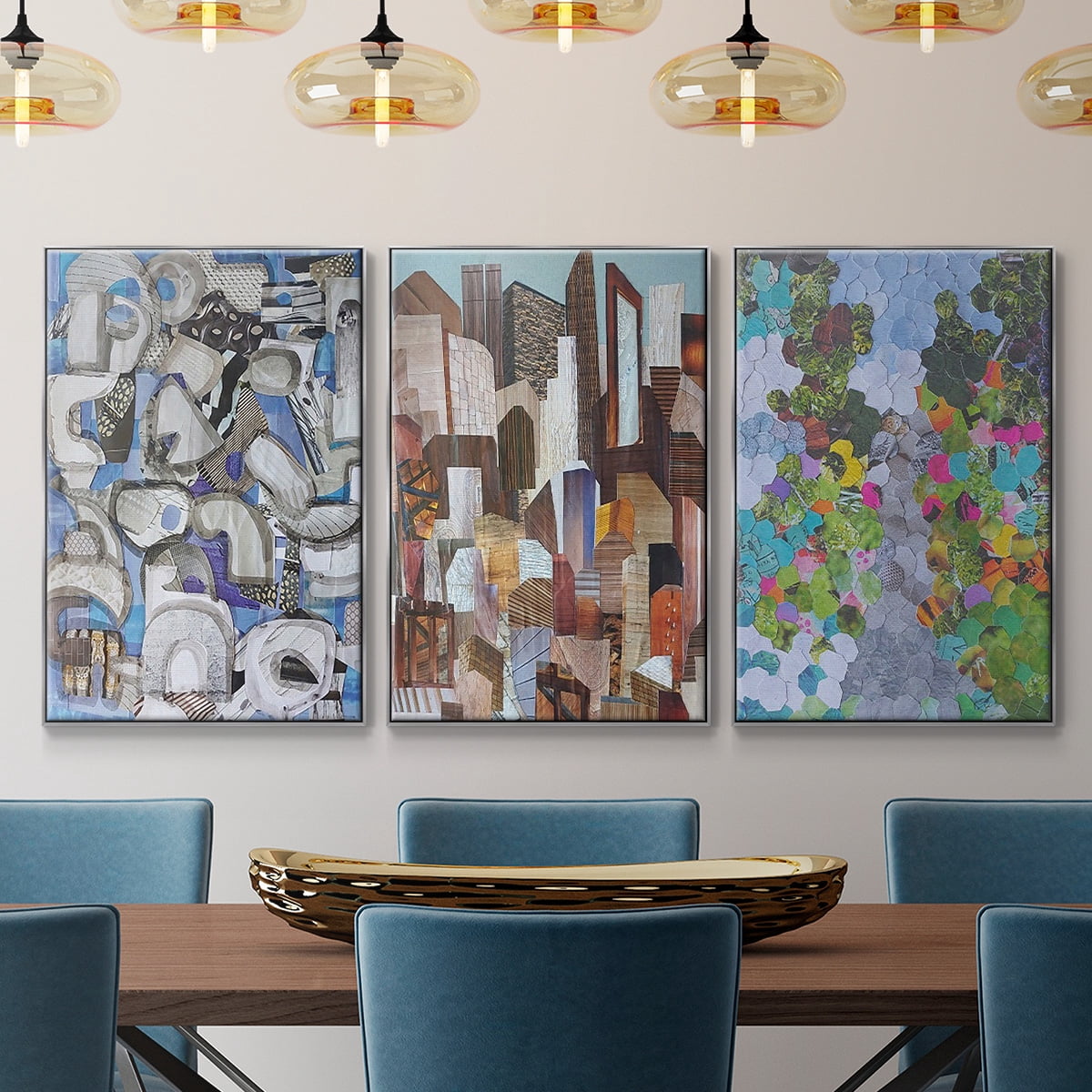 Magenta Garden - Framed Premium Gallery Wrapped Canvas L Frame 3 Piece Set - Ready to Hang