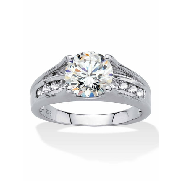 PalmBeach Jewelry Round Created White Sapphire Bridge Engagement