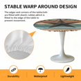 thumbnail image 2 of Elastic Fitted Round Tablecloth, Texas Star Vintage Waterproof Stretch Table Cover for 45"-54" Tables, Berry Turquoise Green Brown Wooden Washable Outdoor Tablecloths for Patio, Picnic, Camping, 2 of 9