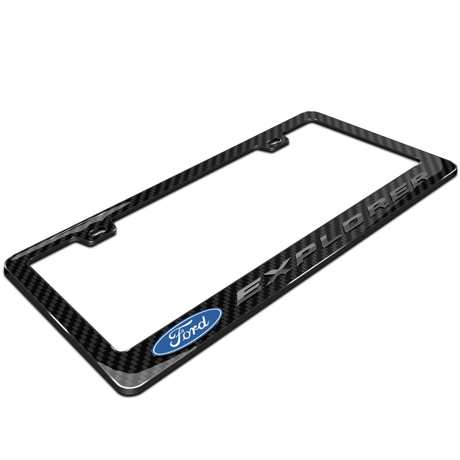 Ford Explorer 3D in Dark Gray on Real Carbon Fiber ABS Plastic License Plate Frame
