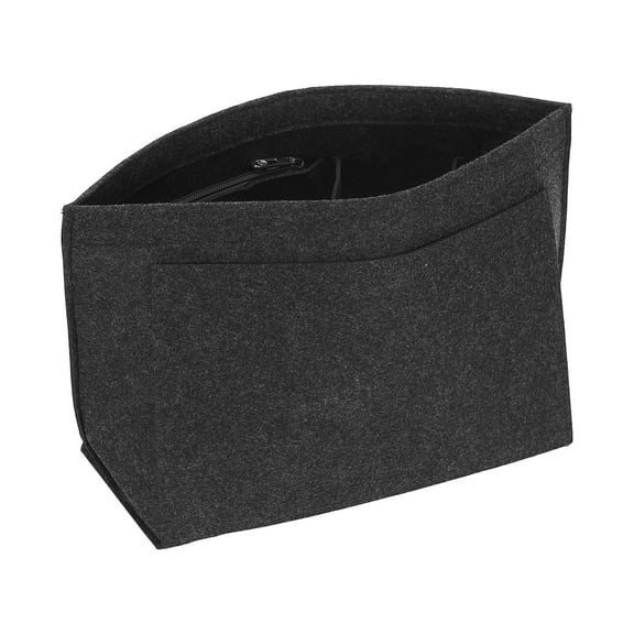 Uxcell Purse Organizer Insert, Felt Organizer Bags with Zipper, Dark Gray