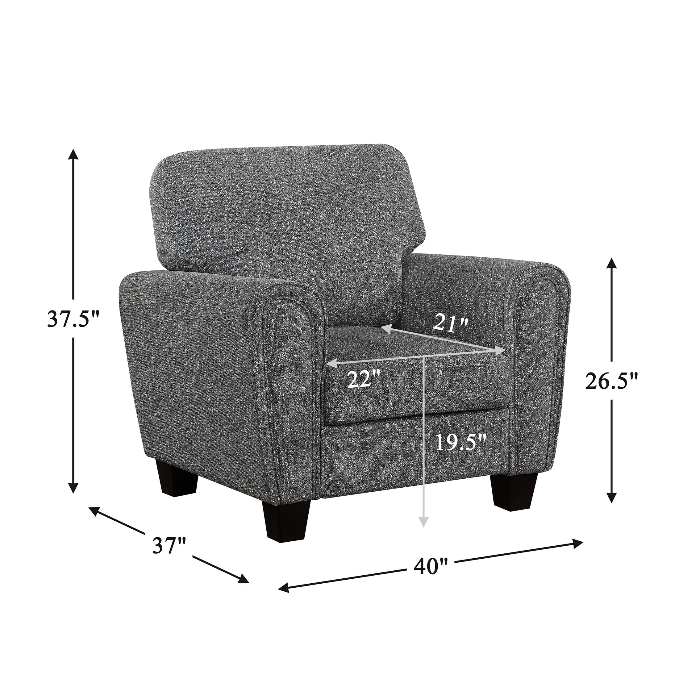 OakvillePark Nyra Chenille Chair, Dark Gray