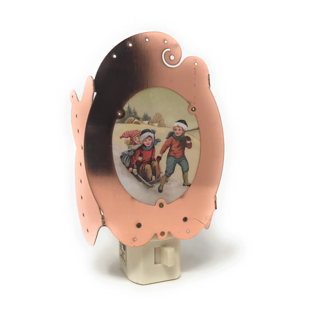 - Children Snow Sledding Copper Night Light