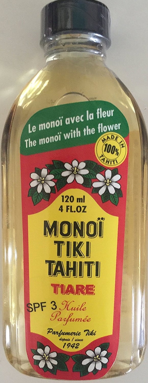 Monoi Tiki Tahiti Tiare with SPF 3 Sunscreen Body Suntan Massage Coconut Oil 4 Fl. oz