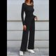 thumbnail image 5 of Conjuntos de Dos Piezas para Mujer, para Estar en Casa, para Otoño, con Suéter de Cuello Henley, Pantalones Anchos y Chándal Negro L, 5 of 8