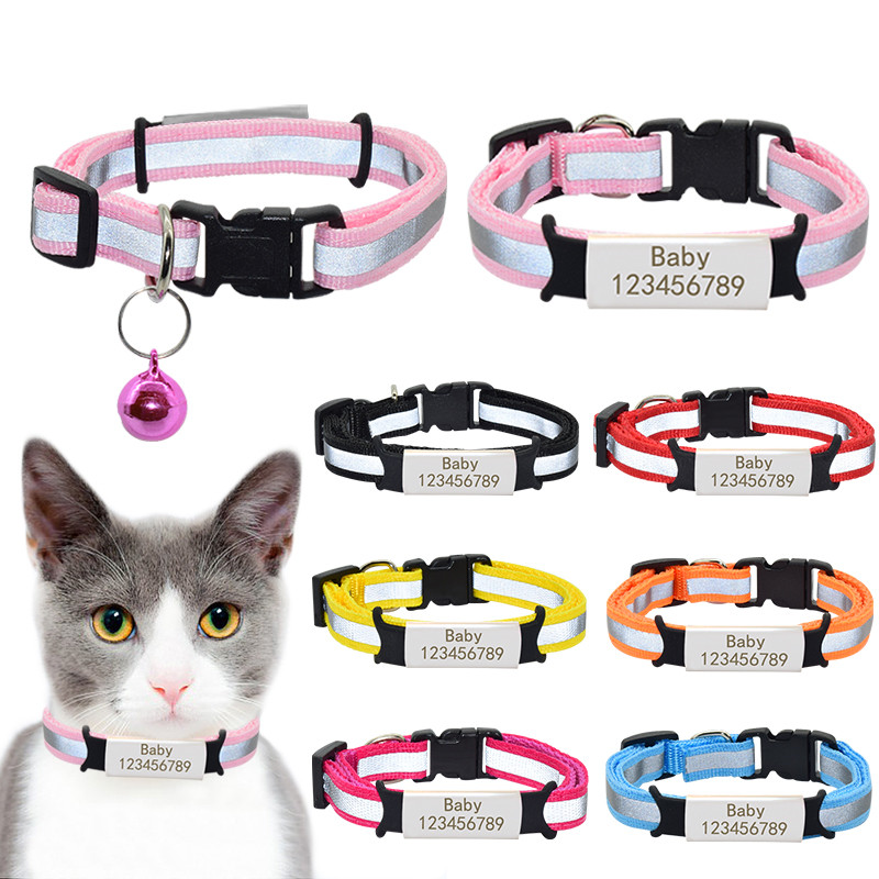 Personalized Cat Collar Embroidered Nylon Cat Collars Custom with Name