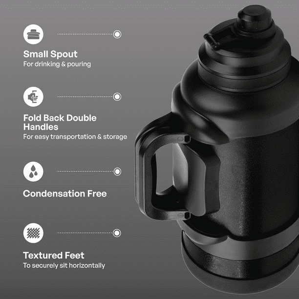 TAL 3 Liter Stainless Steel Zeus Black Water Bottle with Leak