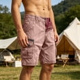 thumbnail image 2 of CIENVNSTG Men's Multi-Pocket Washed Cotton Cargo Shorts, Loose Fit Knee-Length Casual Shorts with Drawstring Hem Red S, 2 of 8
